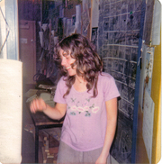 photo of Denise Gallant, hallway KZSC, 1977